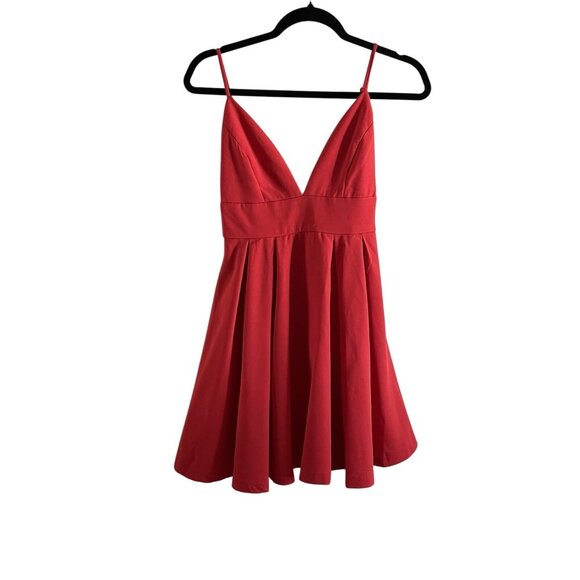 Lulus Women XS Red Pockets Here For The Party Sleeveless Mini Skater Dress NWT - Picture 2 of 12